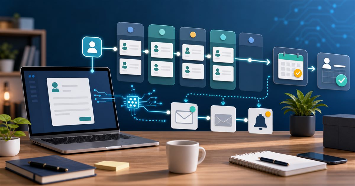 Abstract CRM lead follow-up automation workflow for a small business